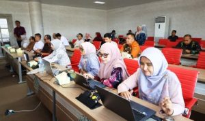 Bimbingan teknis manajemen risiko dan penganggaran berbasis risiko Unila di Gedung Rektorat Universitas Lampung.